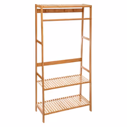 Portant a vetement en bambo - 90 x 41 x 170 cm - Beige