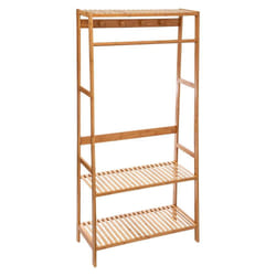 Portant a vetement en bambo - 90 x 41 x 170 cm - Beige