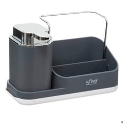 Organiseur évier - FIVE - Néo - 300ml - Gris - 2 bacs avec bec verseur