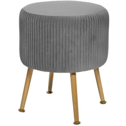 Atmosphera - Tabouret Velours Plisse Solaro Gris
