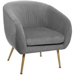 Atmosphera - Fauteuil Velours Plisse Gris Solaro