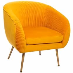 Description générale Le fauteuil Solaro en velours plissé jaune moutarde combine confort et élégance, apportant une touche ch ...