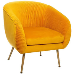 Fauteuil Solaro velours plissé jaune moutarde Atmosphera créateur d'intérieur