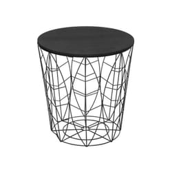 Atmosphera - Table à Café En Métal Noir Et Plateau En Bois h 41 Cm