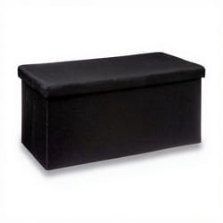 5five Pouf Coffre de Rangement - Meuble Double Pliable en Polyester Noir pour Cuisine ou Salle à Manger - 76x38x38 cm, 88L
