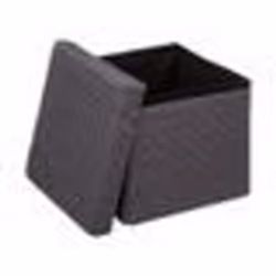 Pouf et Coffre de rangement en velours gris foncé - FIVE - 31 x 31 cm - Contemporain et design - Intérieur