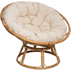 Atmosphera - Fauteuil Seram rotin tissu beige créateur d'intérieur