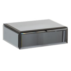 Boîte à Bijoux & Miroir en Verre  Teinte  20cm Gris
