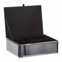 Boîte à Bijoux & Miroir en Verre  Teinte  20cm Gris