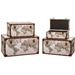 Set de 4 Malles de rangement décor Mappemonde Vintage Loft Atmosphera