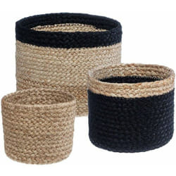 Atmosphera - Set de 3 paniers jute noir D11 16 19cm créateur d'intérieur