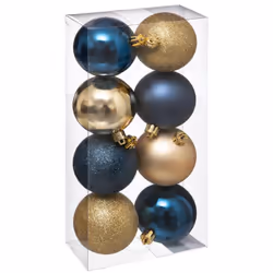Déco de sapin Lot de 8 Boules de Noël D 7 cm - Bleu et Or - Feeric Christmas (-) Dimensions : D. 7 cm - 8 Boules assorties - ...