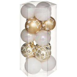 Déco de sapin Lot de 15 Boules de Noël d 5 cm - Or et Blanc - Feeric Christmas