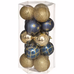 Déco de sapin Lot de 15 Boules de Noël D 5 cm - Or et Bleu - Feeric Christmas (-) Dimensions : D. 5 cm - 15 Boules assorties  ...