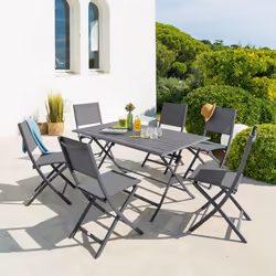Description générale La table de jardin rectangulaire Azua en aluminium est idéale pour vos repas en extérieur. Elle peut acc ...