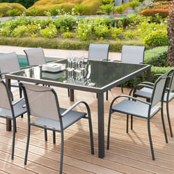 Hesperide - Fauteuil de jardin empilable Piazza galet & graphite aluminium traité époxy - Hespéride