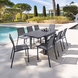 Table extensible carrée alu Piazza 4/8 places Graphite - Hespéride