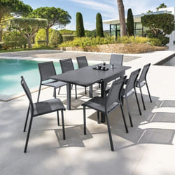 Table extensible carrée alu Piazza 4/8 places Graphite - Hespéride