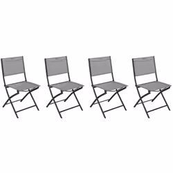 Hesperide - Lot de 4 chaises de jardin pliantes Modula galet & graphite acier traité époxy - Hespéride