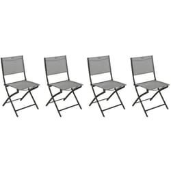 Hesperide - Lot de 4 chaises de jardin pliantes Modula galet & graphite acier traité époxy - Hespéride