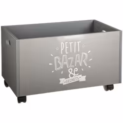 Description générale Ce coffre à jouets gris à roulettes est un accessoire pratique et ludique pour organiser les jouets et l ...