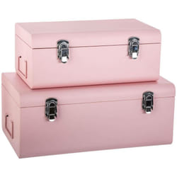 Atmosphera - Set de 2 malles enfant métal rose créateur d'intérieur
