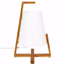 Lampe à poser en papier et en bambou. Lampe à poser au style épuré et design. Le socle est en bambou et l'abat-jour en papier ...