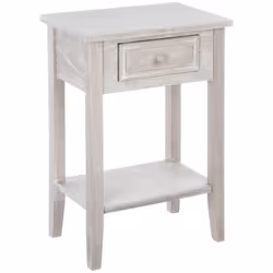 Table d'appoint Table de chevet en bois effet blanchi 1 tiroir H 67 cm - Atmosphera (-) Dimensions : L. 45 x l. 30 x H. 67 cm ...