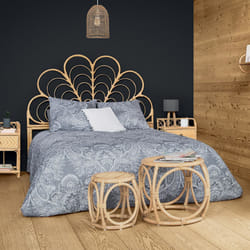 Dessus de lit gris clair "Marie" 240x260 + 2 taies d'oreiller gris clair 60x60