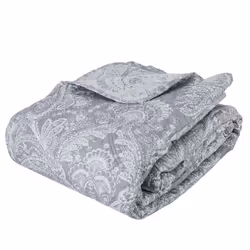 Dessus de lit gris clair "Marie" 240x260 + 2 taies d'oreiller gris clair 60x60