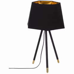 Lampe Trépied DORI - Hauteur 54 cm - Fer, Papier et Tissu - Puissance max. 40W - Douille au culot E14 - Noir et Or Dimensions ...