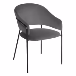 Fauteuil en velours coloris gris de la marque Atmosphera. Confort et élégance pour ce fauteuil à la structure en acier noir.S ...