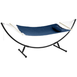 Toile de hamac matelassé Akio bleu indigo 190x140cm en polyester et bois - Hespéride