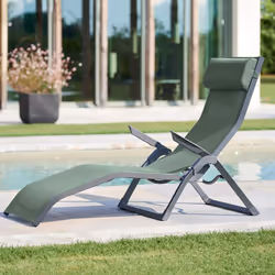Indispensable pour bien aménager sa terrasse et profiter des beaux jours, le transat "DECIMA" Hespéride allie design et confo ...