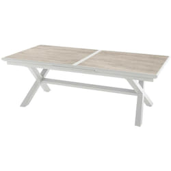 Hesperide - Table de jardin extensible Axiome sépia & blanc 10 places en aluminium traité époxy - Hespéride