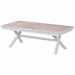 Description générale Table de jardin extensible 'Axiome' sépia et blanc, idéale pour accueillir jusqu'à 12 personnes. Fabriqu ...