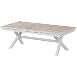 Table de jardin extensible Axiome sépia et blanc 12 places en aluminium traité époxy - Hespéride