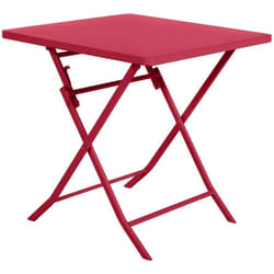 Table de jardin pliante carrée Greensboro grenade 2 places en acier traité époxy - Hespéride