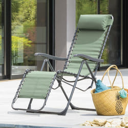 Fauteuil relax de jardin Silos vert olive acier traité époxy en texaline - Hespéride