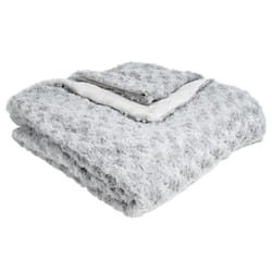 Plaid effet fourrure bouclée 120x160cm gris clair en polyester