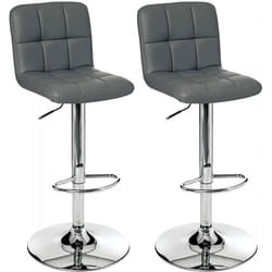 Lot de 2 chaises de bar en simili cuir Delek - Gris - L 445 x H 90 cm