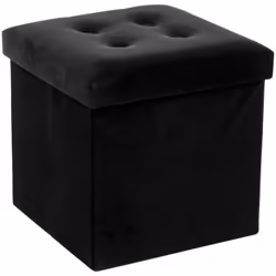 Description générale Le pouf pliant Lysandre en velours noir est un meuble élégant et pratique qui se double d'un coffre de r ...