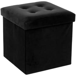 Atmosphera - Pouf pliant Lysandre velours noir créateur d'intérieur