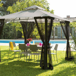 Rideaux moustiquaire pour tonnelle Fogo 3x3m en polyester noir - Hespéride