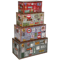 Set de 4 malles City bois et métal Atmosphera créateur d'intérieur