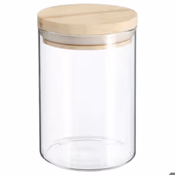 Bocal en verre et bois 600ML - Secret de Gourmet - D. 97 x H. 14 cm - Transparent