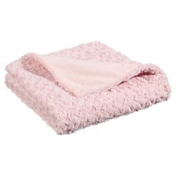 Plaid effet fourrure bouclée 120x160cm rose en polyester