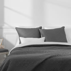 Dessus de lit arabesque gris foncé 240x260 + 2 housses d'oreiller 60x60