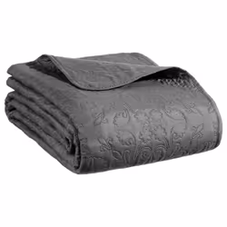 Dessus de lit arabesque gris foncé 240x260 + 2 housses d'oreiller 60x60
