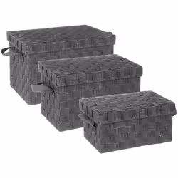 Boite rectangulaire gris foncé x 3 - 5 five simply smart. Couleur : Anthracite. Matière principale : . Longueur : 40.00 cm. L ...